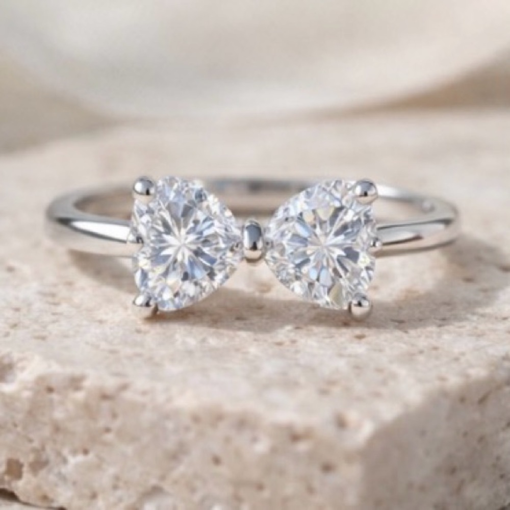 Bow Tie Moissanite Ring 1.68ctw D/VVS1 Sterling Silver